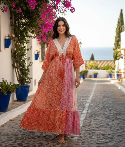 Vestido Largo De India Con Lurex