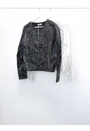 Campera Eco Cuero Importada Negro L Tachas