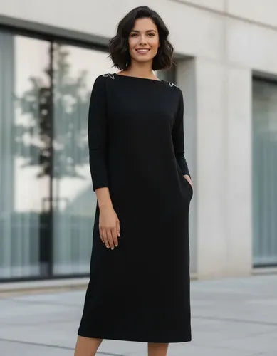 Vestido Modal Largo Detalle Hombros Calidad