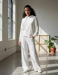 Pantalón De Lanilla Palazzo Básico Amplio Gris Oscuro Liso U