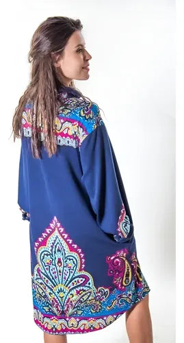 Camisa Vestido Largo Lanilla Importado Mandalas Estilo Boho