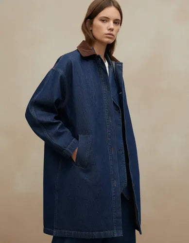 Saco Largo De Jean Campera Modelo Amplio Azul Único Lisa