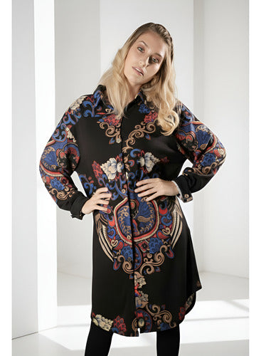 Camisa Vestido Largo Lanilla Importado Mandalas Estilo Boho