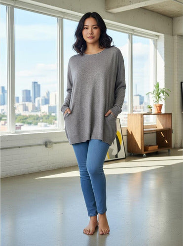 Sweater Bremer Amplio Oversize Hasta Xxl Importado Fucsia Liso Único