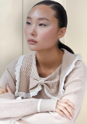 Sweater Importado Con Cuello Cod. 043 Beige Único