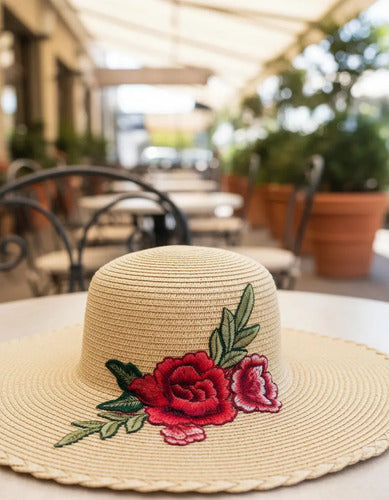 Capelina Sombrero Boho Folk Bordado Importado  Marrón Claro U