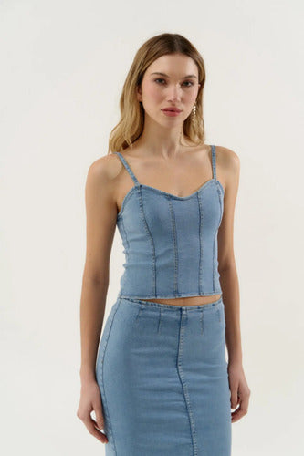 Top De Jean Elastizado Celeste L