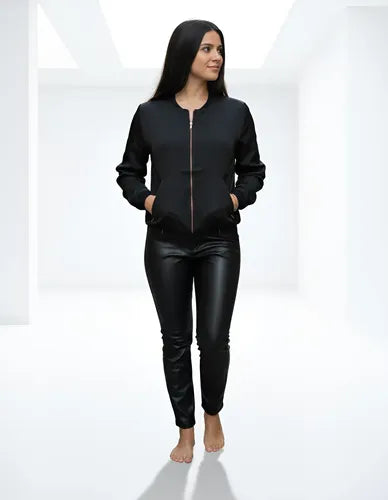 Pantalón Chupín Engomado Talle S Negro Liso 36