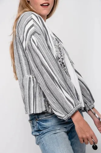 Saco Chaqueta Bordada Importada India Talle M Negro Bordado M