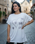 Remera Strass Importada Talle Grande Modal Blanco Corazones 3xl Lisa