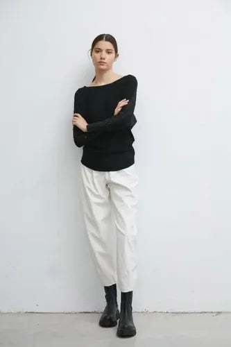 Sweater Con Strass Cod. 77 Negro Liso Único