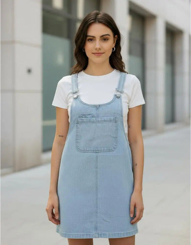 Vestido Jardinero De Jean Denim Nuevo 2da Selección