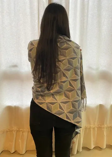 Pashmina Chalina Ruana Lanilla Rombos Importada