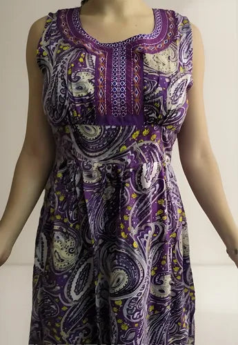 Vestido Estampado Largo Violeta Estampado Único