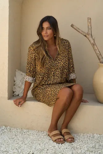 Vestido Túnica Animal Print Animal Print Estampado M