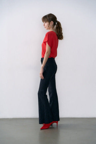 Pantalón Oxford Noche Fiesta Encaje Forrado Negro Encaje L