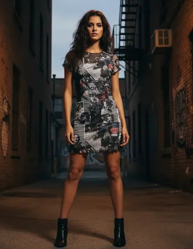Vestido Al Cuero Microtul Taylor Swift Multicolor Estampado M
