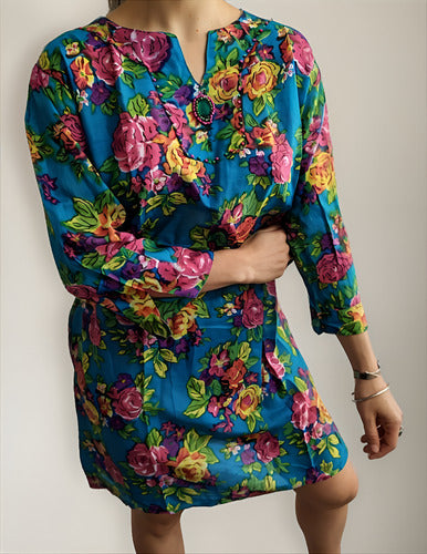 Blusa Camisa Túnica Importada Estampada Playa India