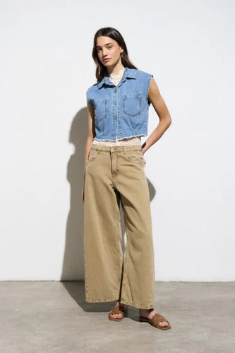 Chaleco De Jean Corto Celeste Lisa L