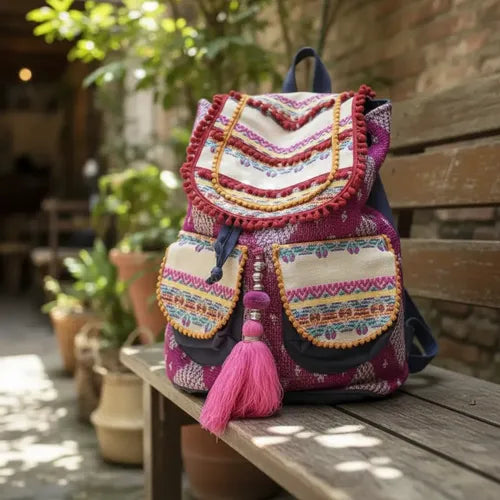 Mochila Bordada Estilo Folk