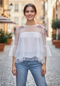 Blusa Boho Bordada Importada Tull