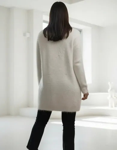 Saco Cardigan  Tejido  Peludo Pelo De Mono