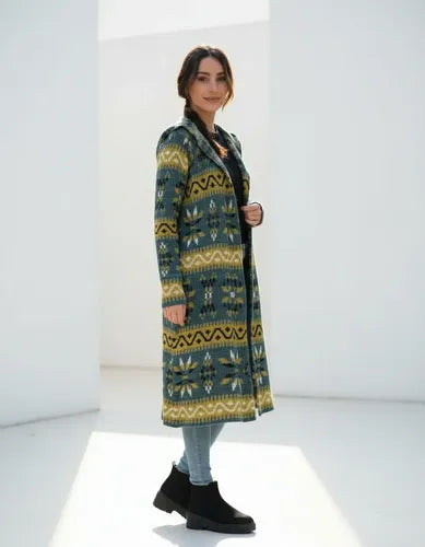 Saco Largo Tapado Tejido Importado Estilo Folk Boho