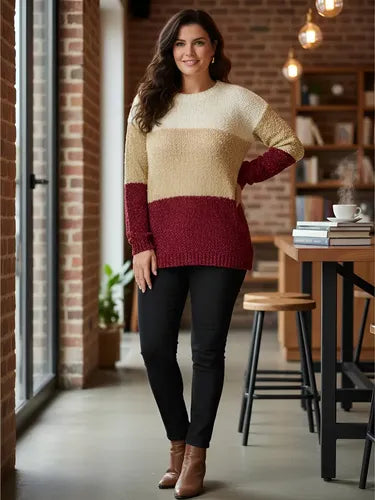 Sweater Tejido  Amplio Colores  Rojo U
