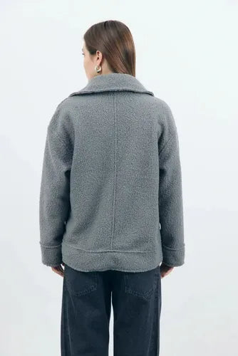 Campera Abrigada Biker De Corderito Bouclé
