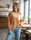 Sweater Pullover Colores  Tejido Amplio Beige Colores Único
