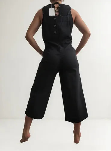 Mono Gabardina Enterito Mono Pantalón Negro Lisa Unico