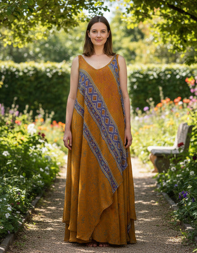 Vestido Solero Seda Hindu  Modelo Amplio