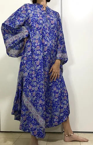 Vestido Mangas Oxford Importado Seda Hindú