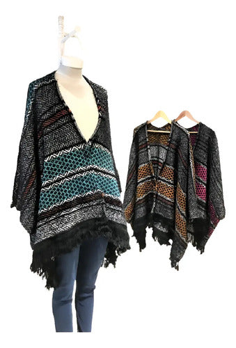 Poncho Saco Ruana Amplio Tejido Xxxl Pelo De Mono