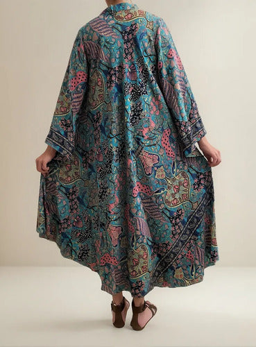 Vestido Mangas Oxford Importado Seda Hindú