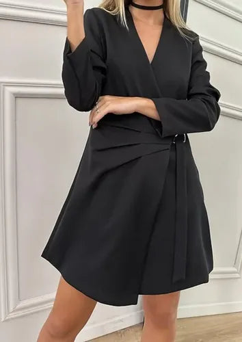 Vestido Cruzado Sastrero Negro Liso 40