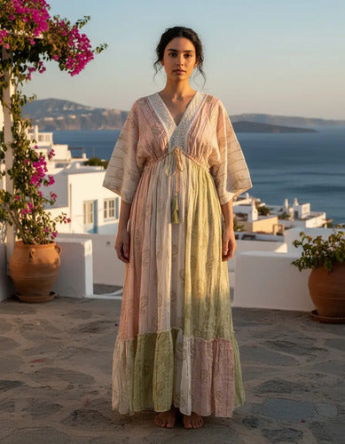 Vestido Largo De India Con Lurex
