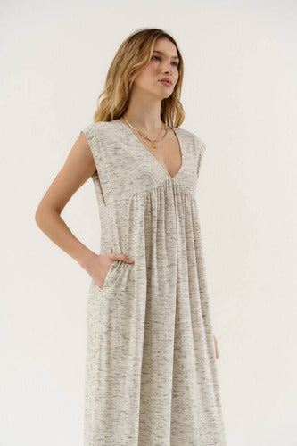 Vestido De Jersey Largo Escote En V