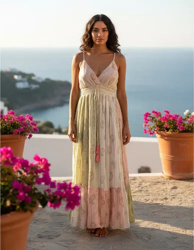 Vestido Sin Mangas Largo De India Con Lurex