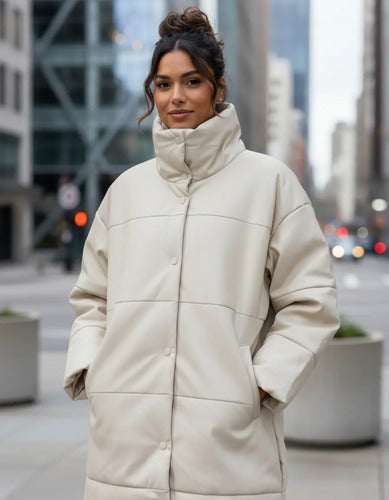 Tapado Campera Puffer Eco Cuero Talle Grande  Hasta 3xl