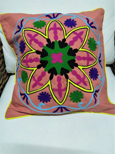 Funda De Almohadón Bordada Importada India 45 X 45