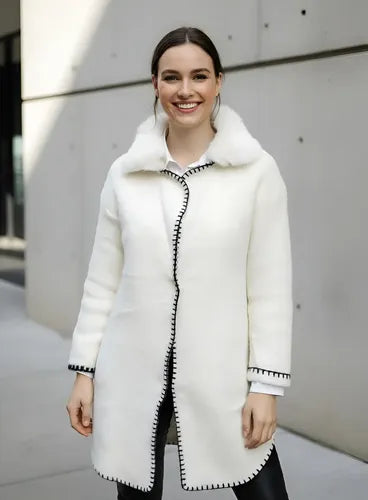 Saco Tapado Tejido Pelo De Mono + Piel Importado Extra Suave