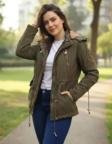 Campera Militar Parka  Forrada Importada  Verde Musgo S Liso