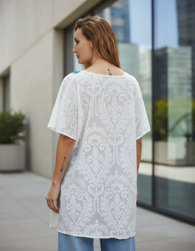 Blusa Remera Poncho Importada Talle Grande Xxl Blanco Único