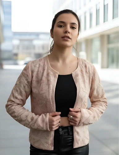 Saco Chaqueta Importada Boho Fiesta Lentejuelas Nude S Lentejuelas