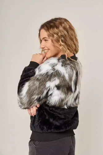 Campera De Piel Sintética Y Peluche Negro M Piel