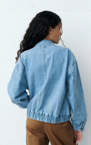 Campera Bomber De Jean Nueva De 2da Selección Celeste Único Liso