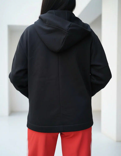 Campera Jogging Ag Sore Mujer Oversize Con Capucha Negro S Lisa