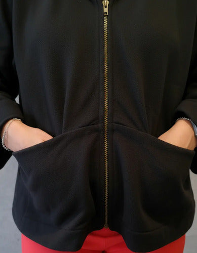 Campera Jogging Ag Sore Mujer Oversize Con Capucha Negro S Lisa