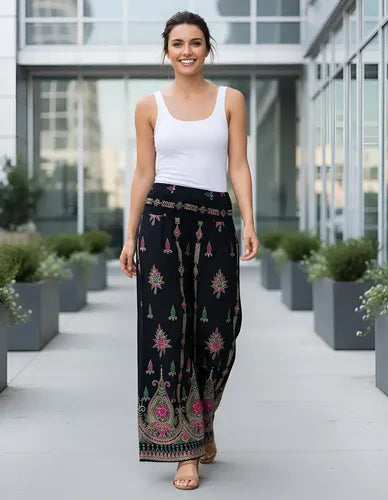 Pantalon Palazzo Hindu Hippie Chic T/ Rapsodia Talle M A Xl